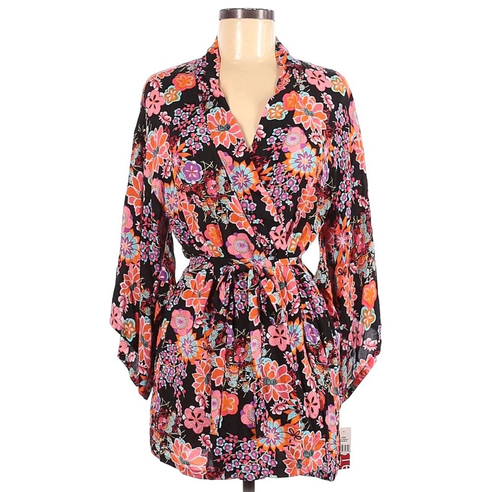 NATORI Floral Decoserie Happi Coat Robe sz S NEW - Picture 4 of 13